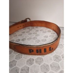 Mens Leather Belt, Animal Hide, Name Stamped Phil Size 38
